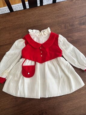 jcpenney White and Red Girls' Formal Dress with Peter Pan Collar